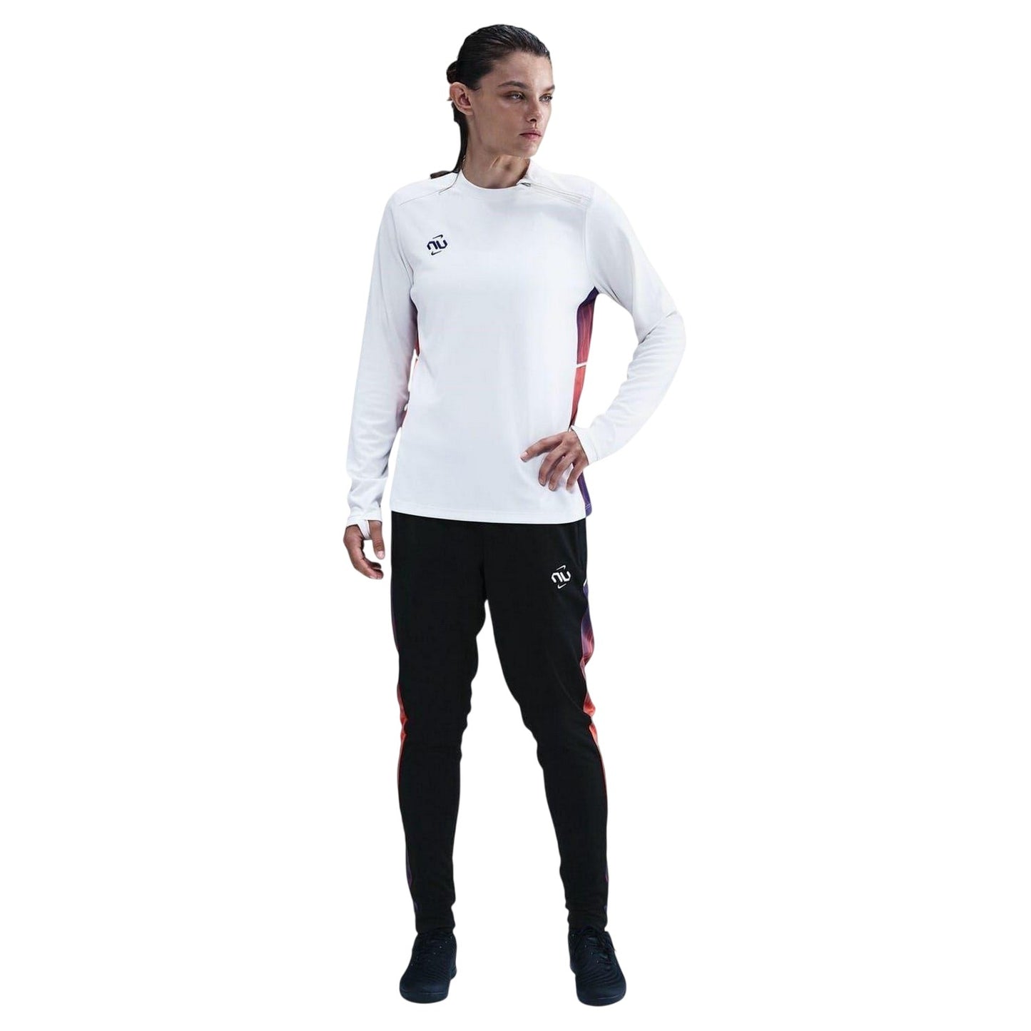 Black - Front - Nike Womens-Ladies Track Colour Block Tapered Jogging Bottoms