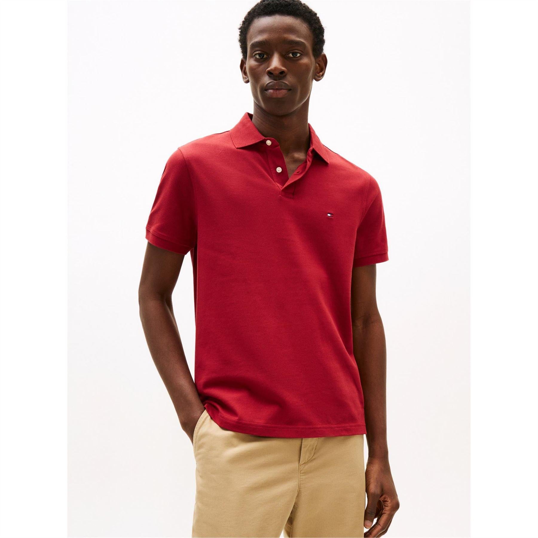 Red - Back - Tommy Hilfiger Mens 1985 Regular Polo Shirt