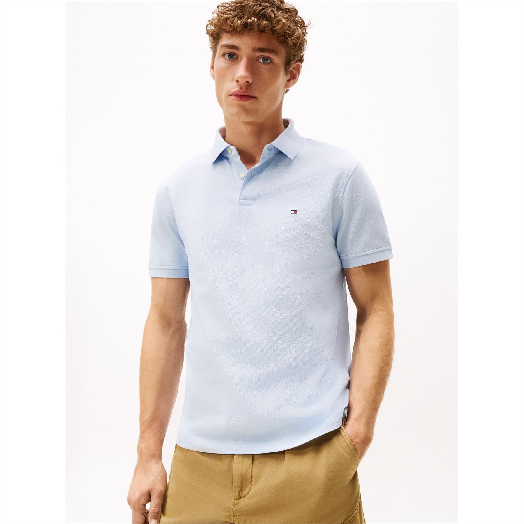 Breezy Blue - Back - Tommy Hilfiger Mens 1985 Regular Polo Shirt