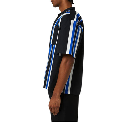 Black - Side - Hugo Mens Eligino Contrast Striped Shirt