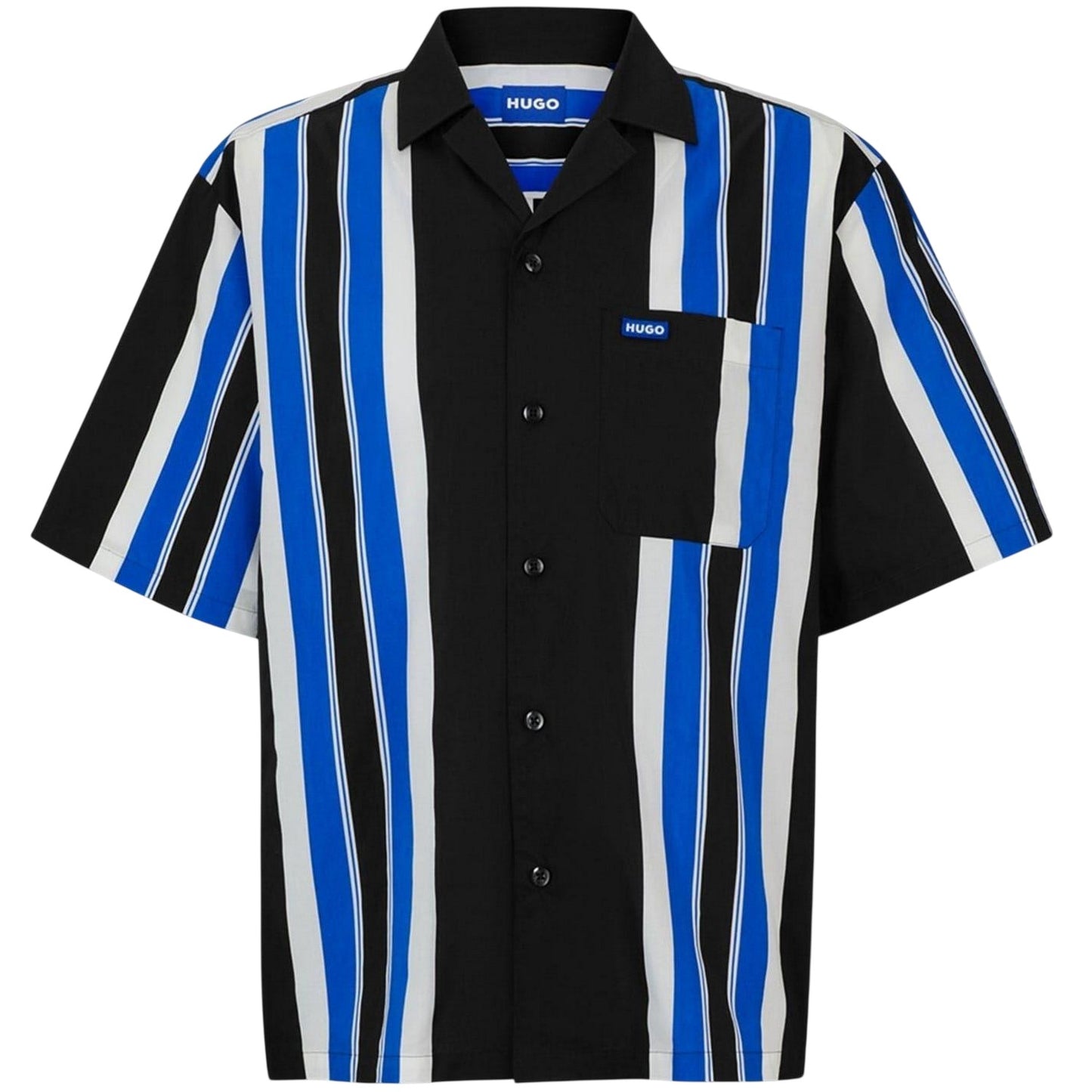 Black - Front - Hugo Mens Eligino Contrast Striped Shirt