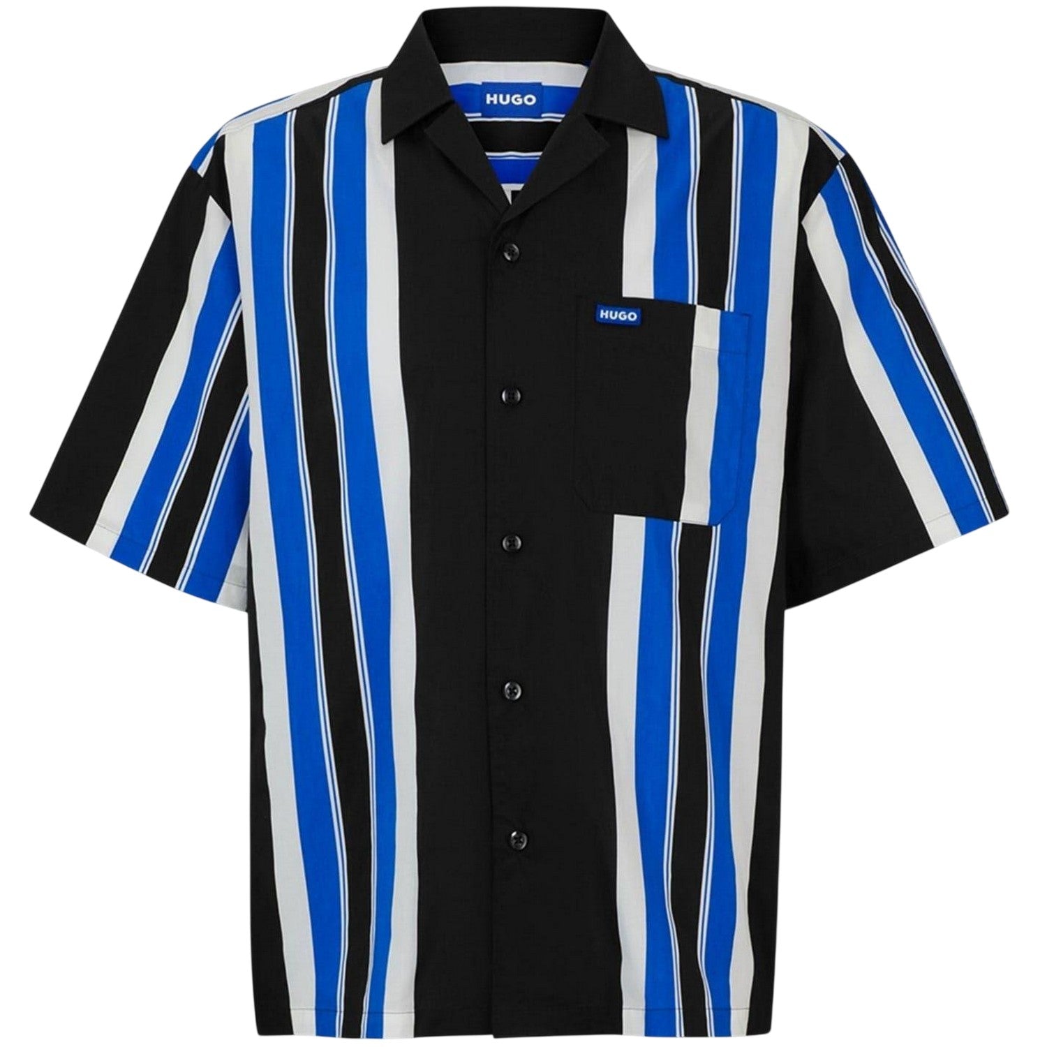 Black - Front - Hugo Mens Eligino Contrast Striped Shirt