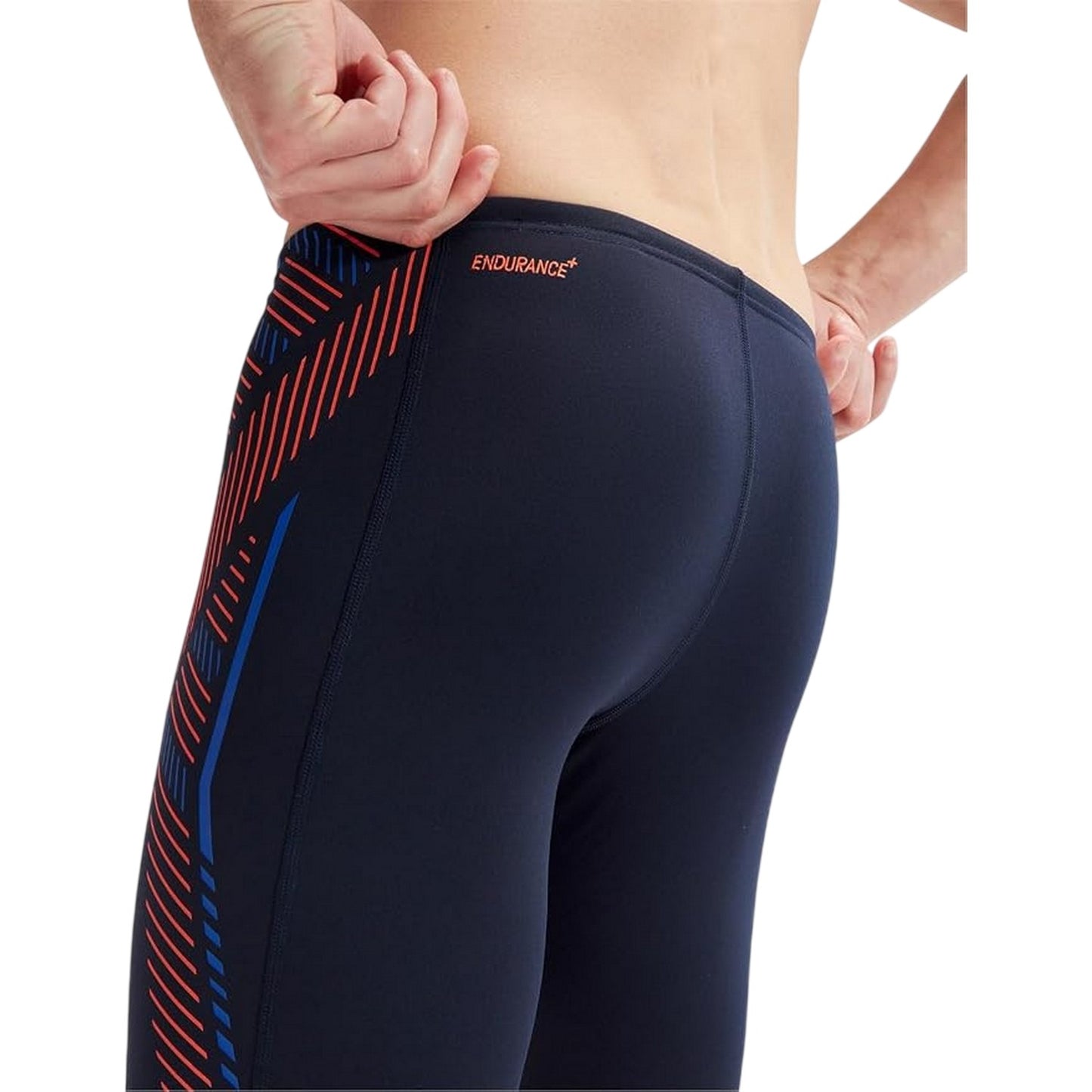 Navy-Orange - Back - Speedo Mens Stripe Textile Technical Jammer Shorts