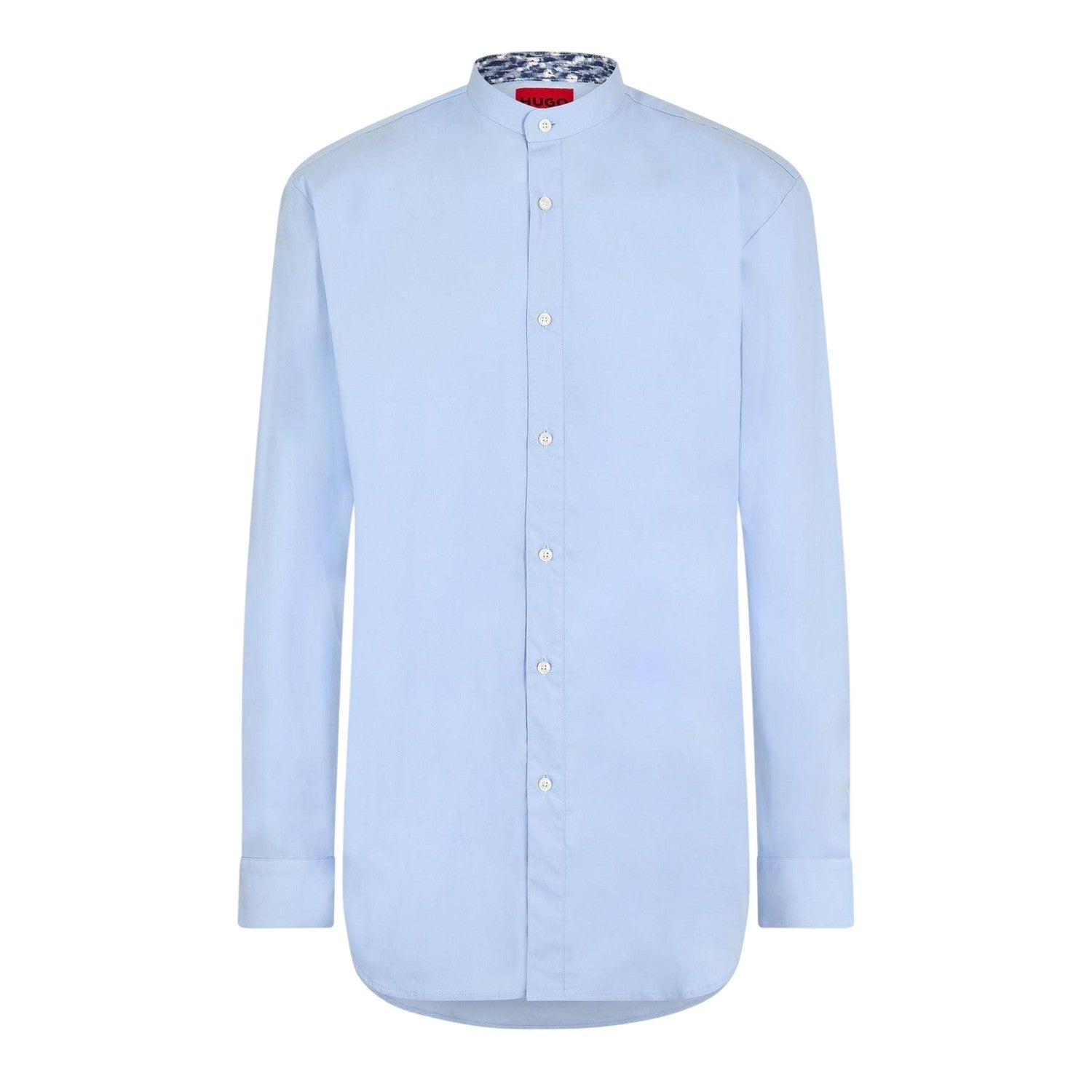 Pastel Blue - Front - Hugo Boss Mens Kaleb Mock Neck Long-Sleeved Shirt