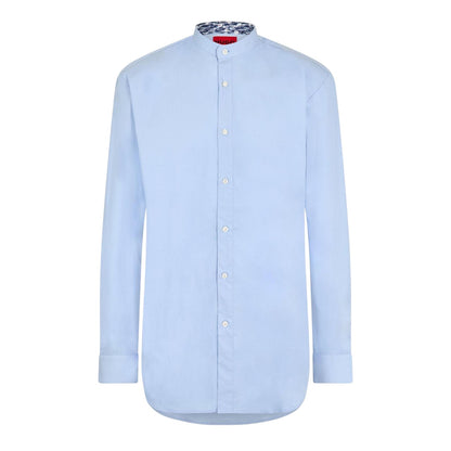 Pastel Blue - Front - Hugo Boss Mens Kaleb Mock Neck Long-Sleeved Shirt