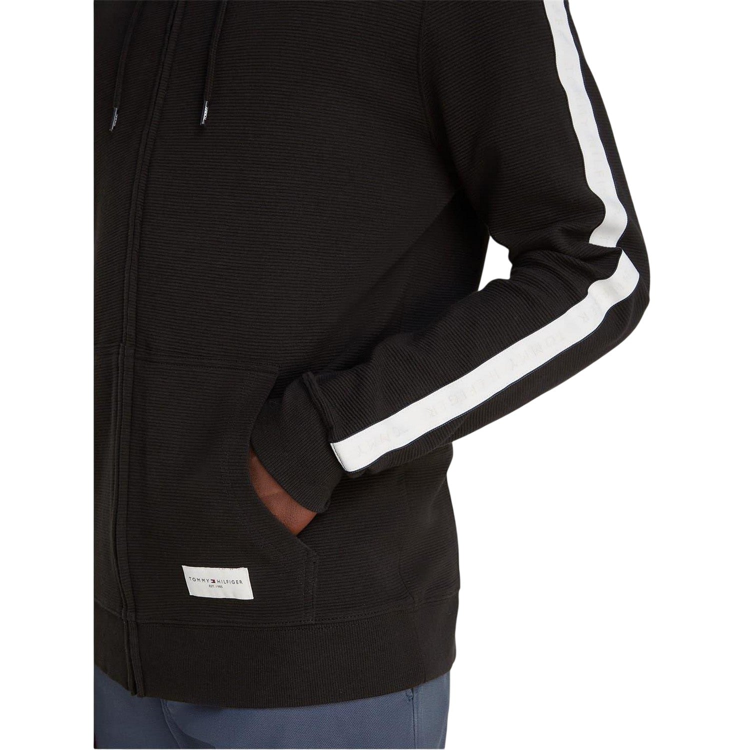 Black - Side - Tommy Hilfiger Mens Long-Sleeved Full Zip Hoodie
