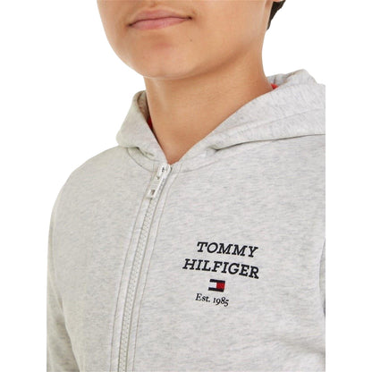 Light Heather - Side - Tommy Hilfiger Boys Logo Full Zip Hoodie