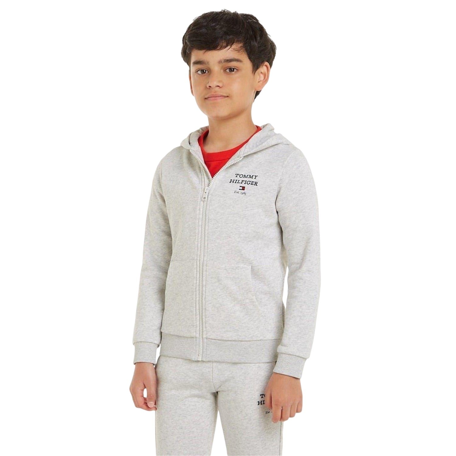 Light Heather - Lifestyle - Tommy Hilfiger Boys Logo Full Zip Hoodie