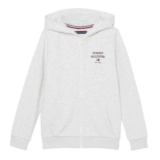 Light Heather - Front - Tommy Hilfiger Boys Logo Full Zip Hoodie