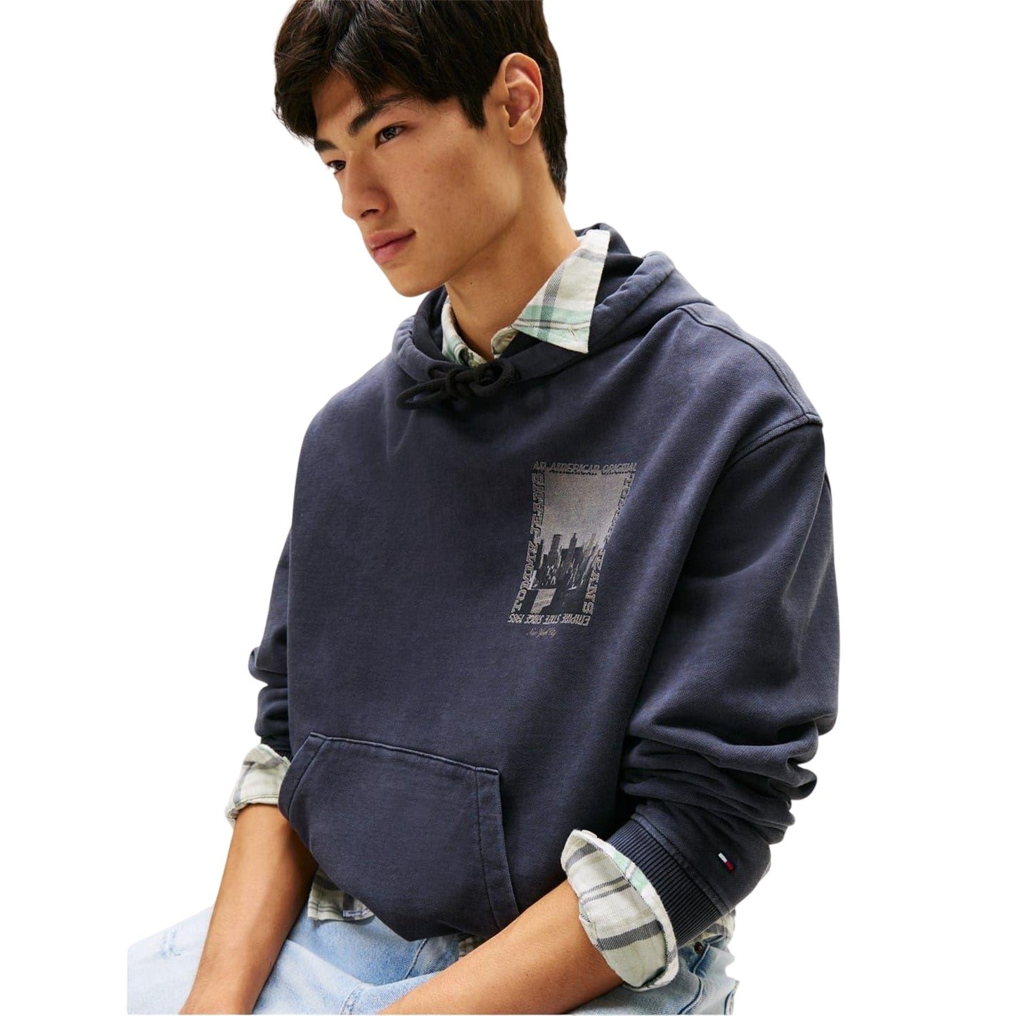 Black - Side - Tommy Jeans Mens Graphic Print Hoodie