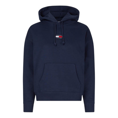 Twilight Blue - Front - Tommy Jeans Womens-Ladies Badge Relaxed Fit Hoodie