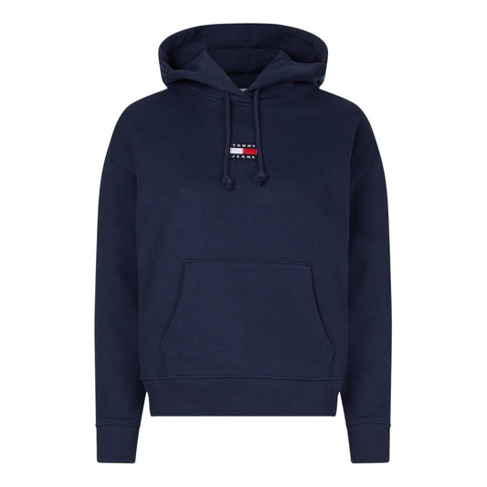 Twilight Blue - Front - Tommy Jeans Womens-Ladies Badge Relaxed Fit Hoodie