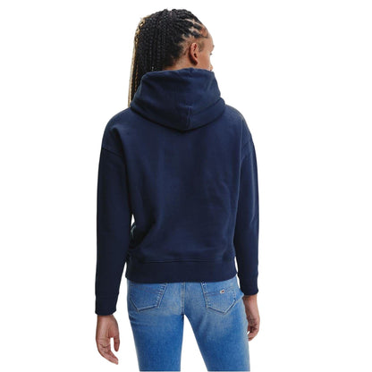 Twilight Blue - Back - Tommy Jeans Womens-Ladies Badge Relaxed Fit Hoodie