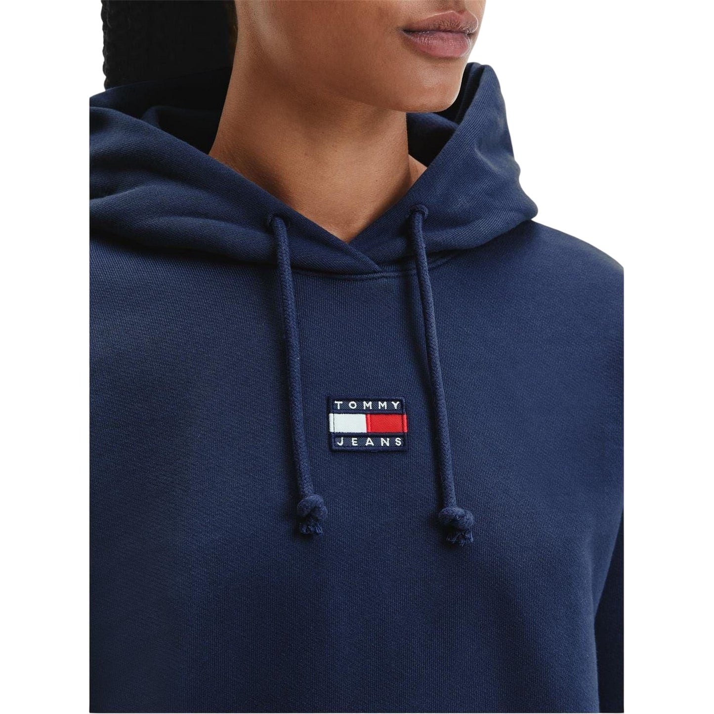 Twilight Blue - Side - Tommy Jeans Womens-Ladies Badge Relaxed Fit Hoodie
