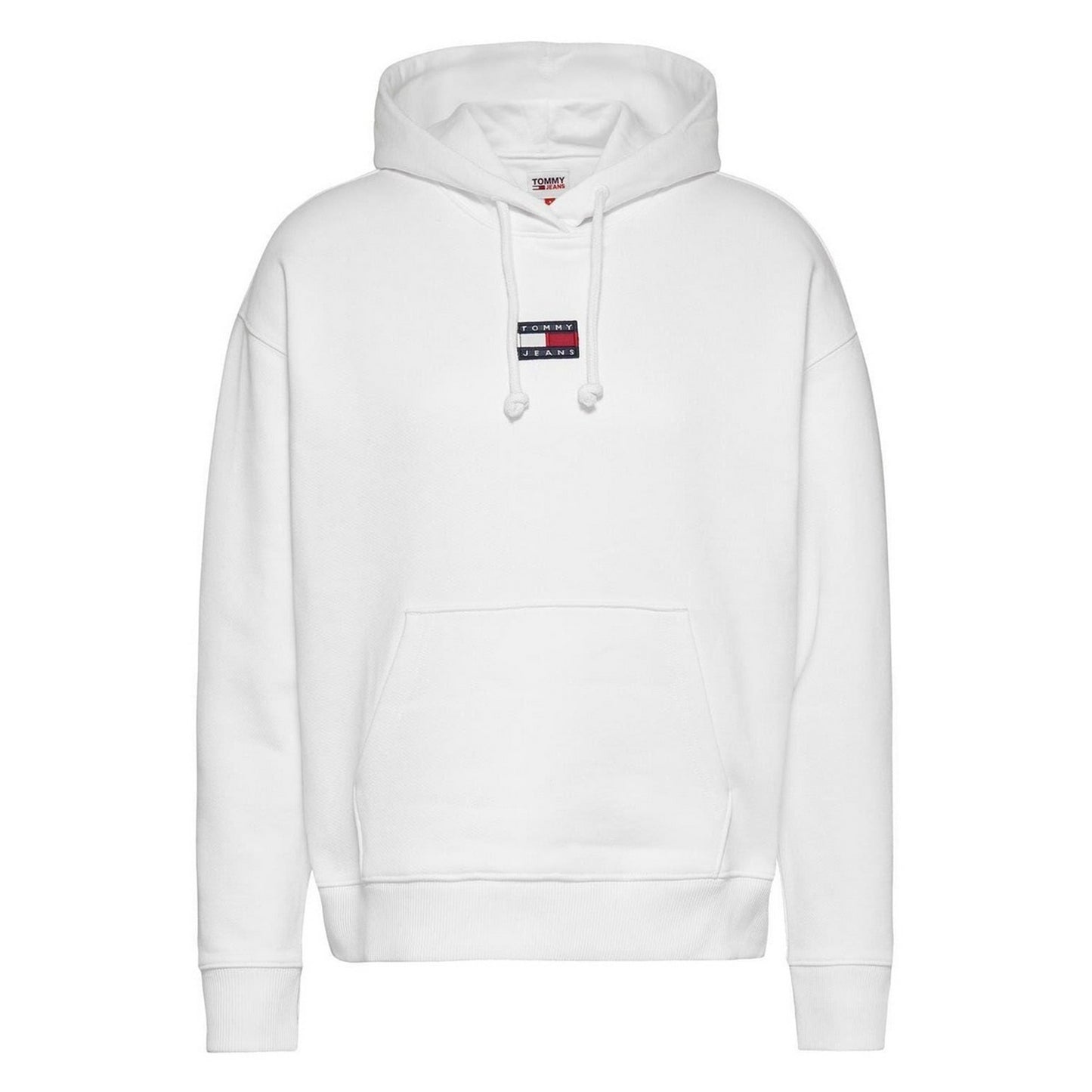White - Front - Tommy Jeans Womens-Ladies Badge Relaxed Fit Hoodie
