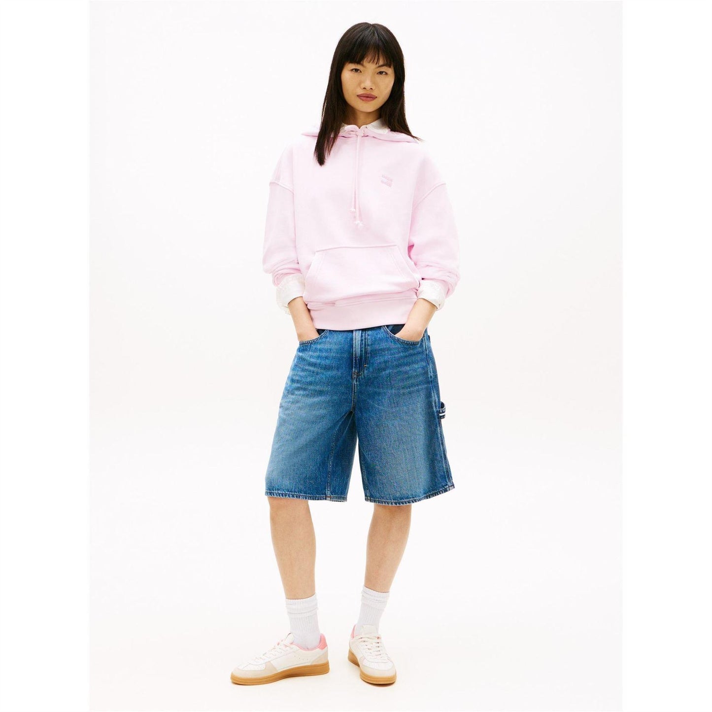 Pearl Pink - Lifestyle - Tommy Jeans Womens-Ladies Badge Relaxed Fit Hoodie