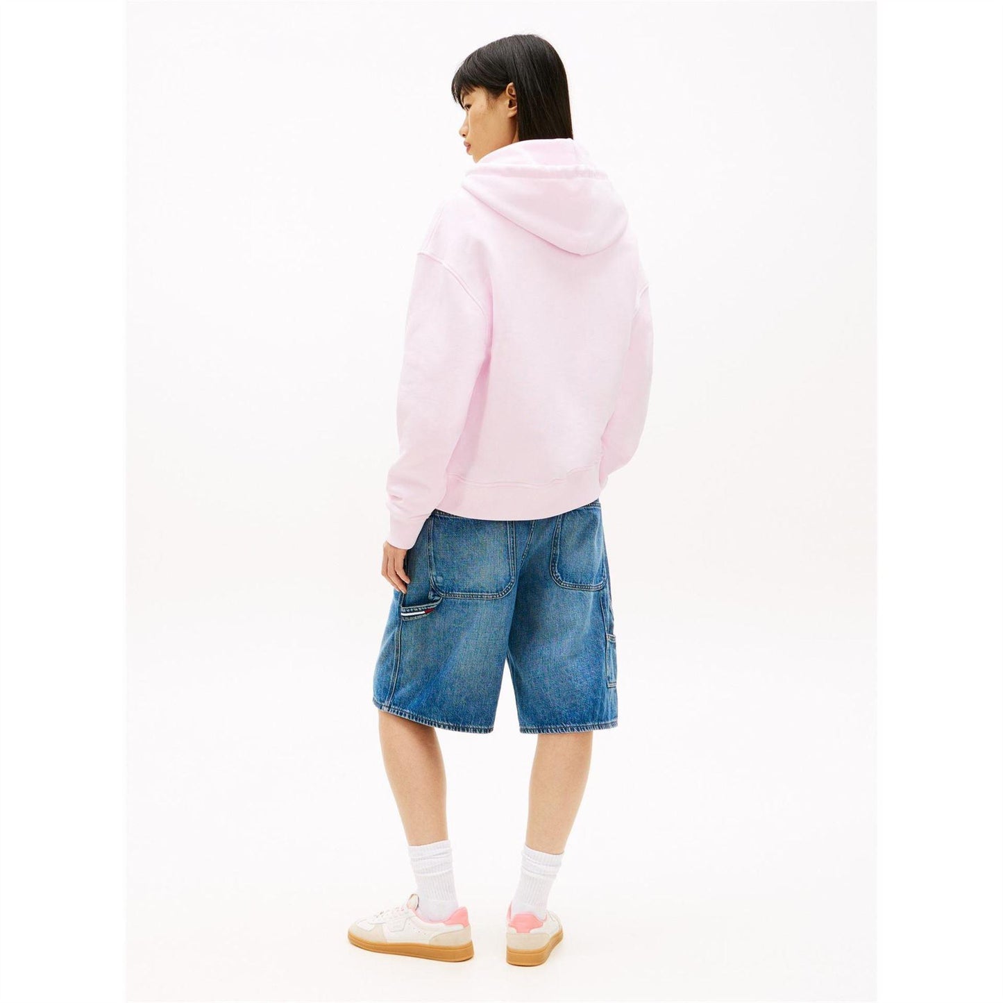 Pearl Pink - Pack Shot - Tommy Jeans Womens-Ladies Badge Relaxed Fit Hoodie