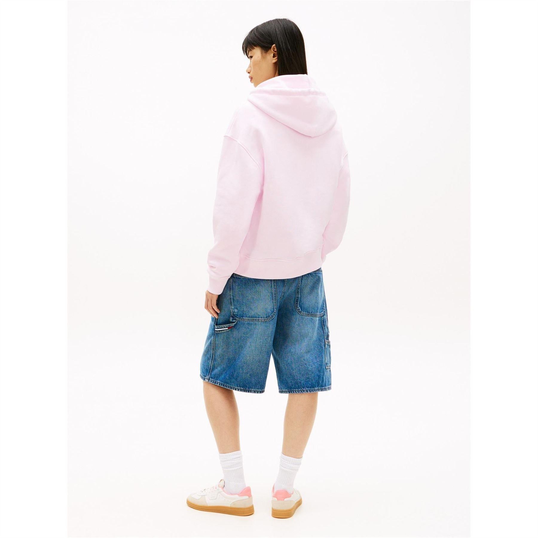 Pearl Pink - Pack Shot - Tommy Jeans Womens-Ladies Badge Relaxed Fit Hoodie