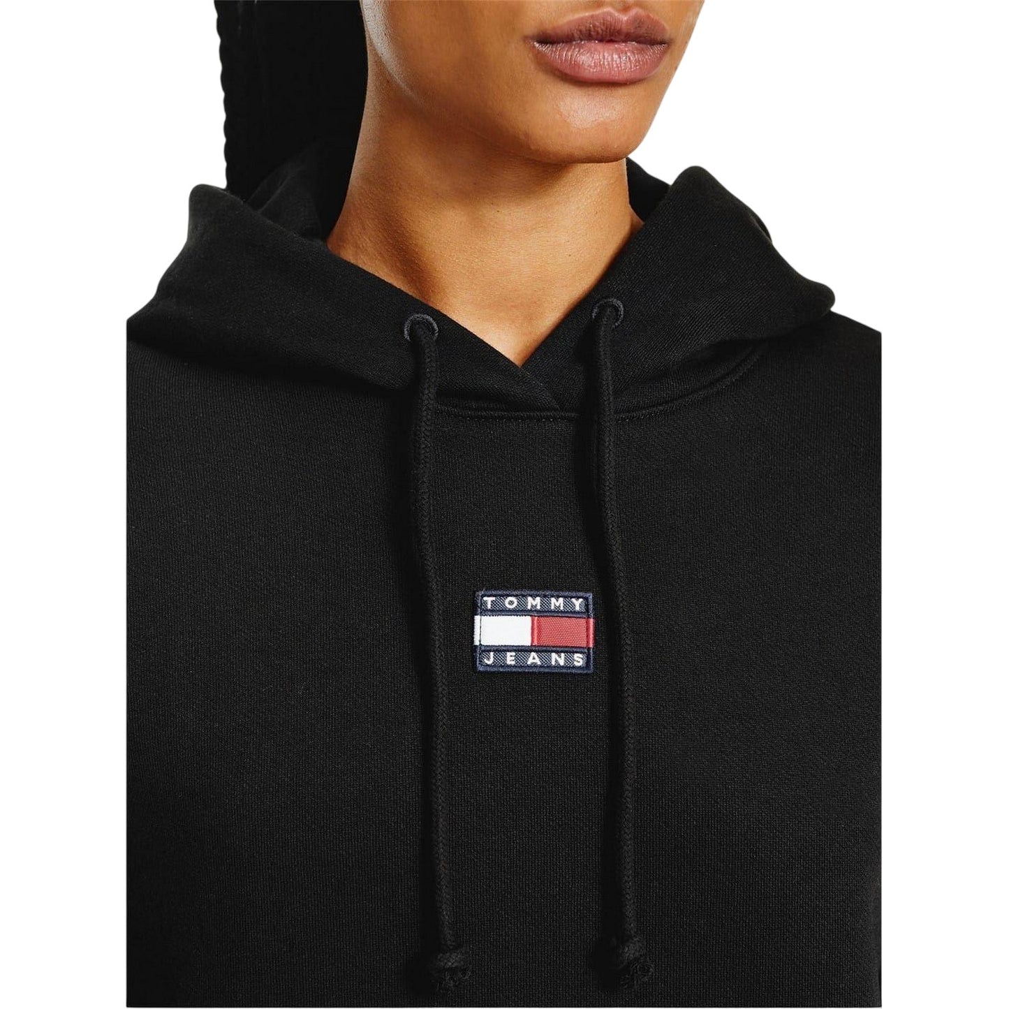 Black - Side - Tommy Jeans Womens-Ladies Badge Relaxed Fit Hoodie