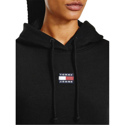Black - Side - Tommy Jeans Womens-Ladies Badge Relaxed Fit Hoodie