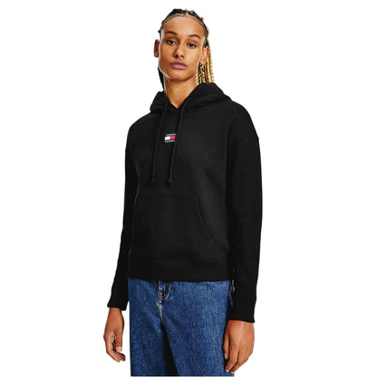 Black - Lifestyle - Tommy Jeans Womens-Ladies Badge Relaxed Fit Hoodie