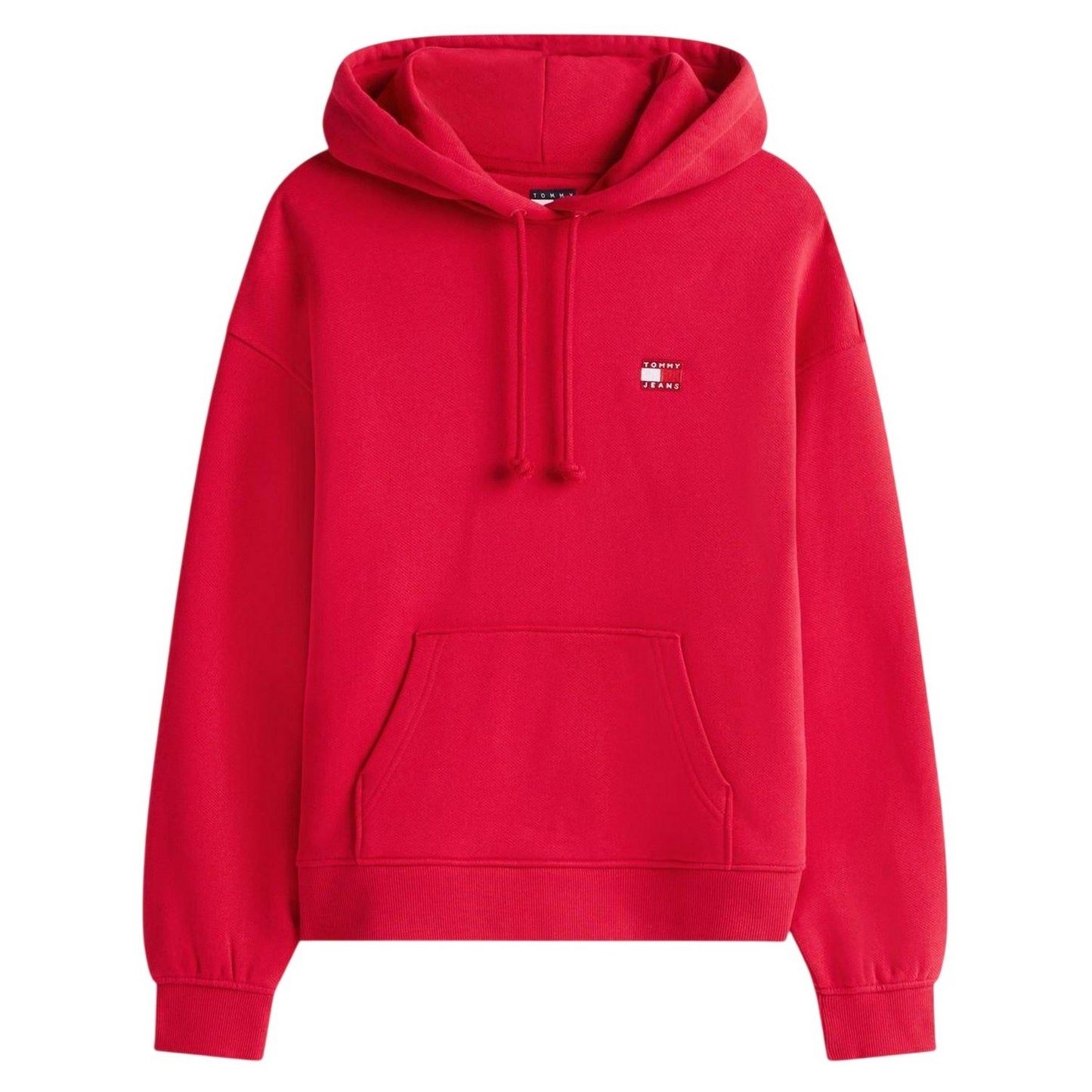Ruby Red - Front - Tommy Jeans Womens-Ladies Badge Relaxed Fit Hoodie