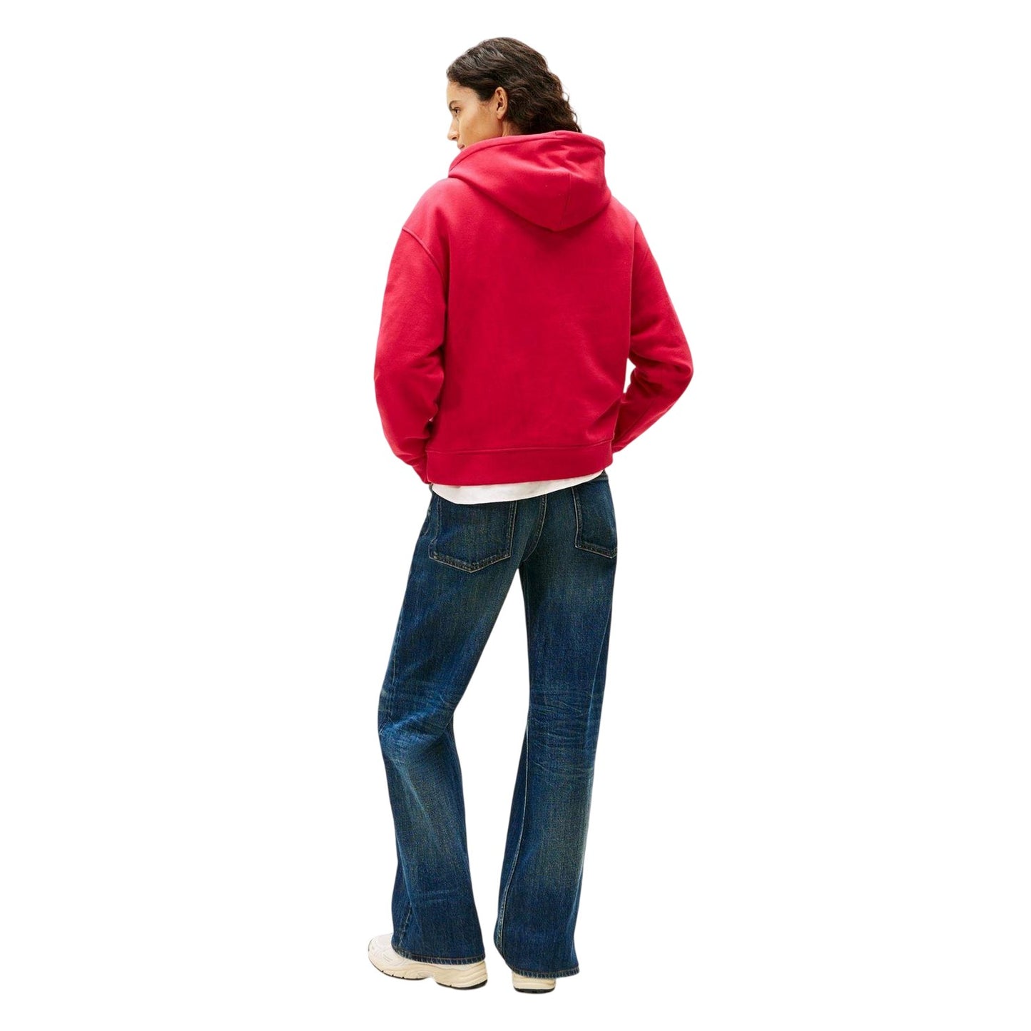 Ruby Red - Back - Tommy Jeans Womens-Ladies Badge Relaxed Fit Hoodie