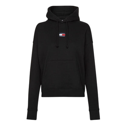 Black - Front - Tommy Jeans Womens-Ladies Badge Relaxed Fit Hoodie