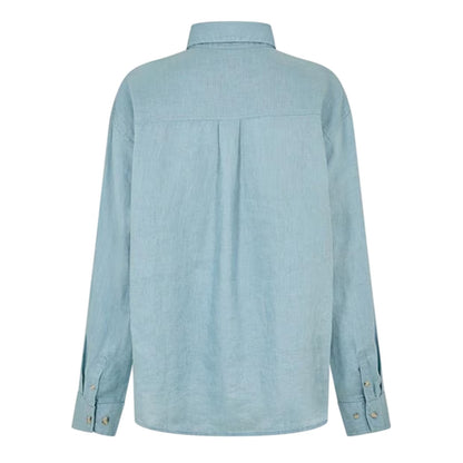 Citadel Blue - Back - Timberland Womens-Ladies Linen Collared Long-Sleeved Shirt
