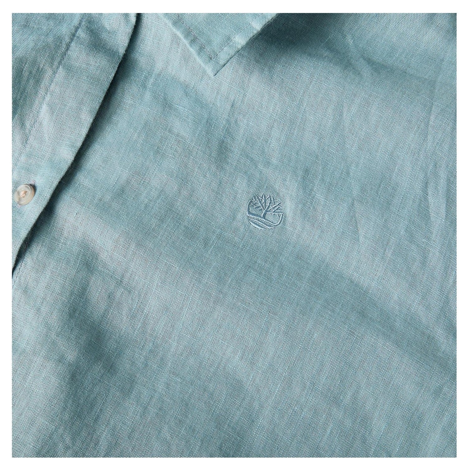Citadel Blue - Side - Timberland Womens-Ladies Linen Collared Long-Sleeved Shirt