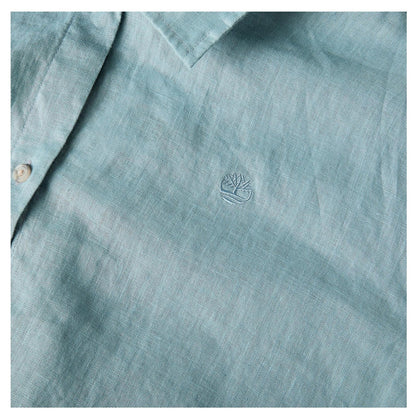 Citadel Blue - Side - Timberland Womens-Ladies Linen Collared Long-Sleeved Shirt