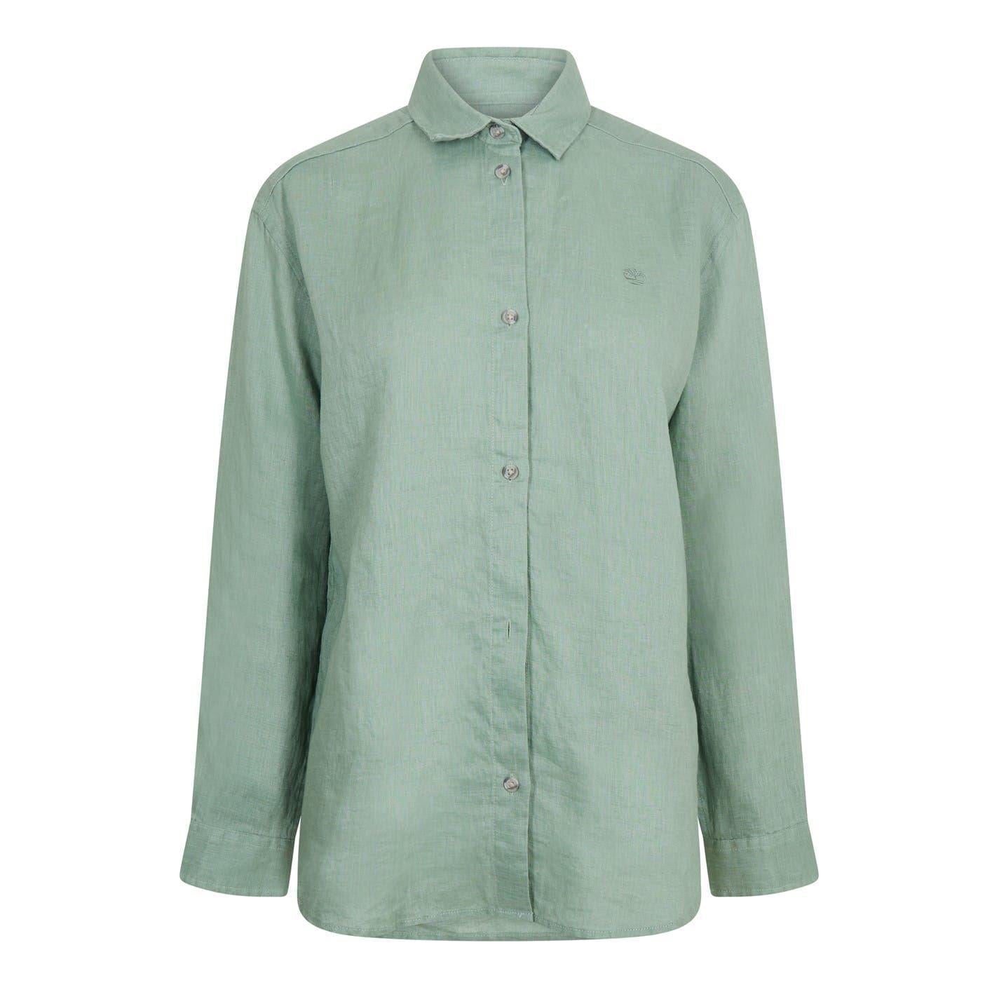 Green Bay - Front - Timberland Womens-Ladies Linen Collared Long-Sleeved Shirt