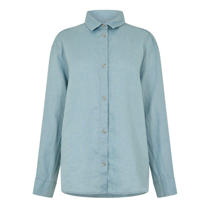 Citadel Blue - Front - Timberland Womens-Ladies Linen Collared Long-Sleeved Shirt