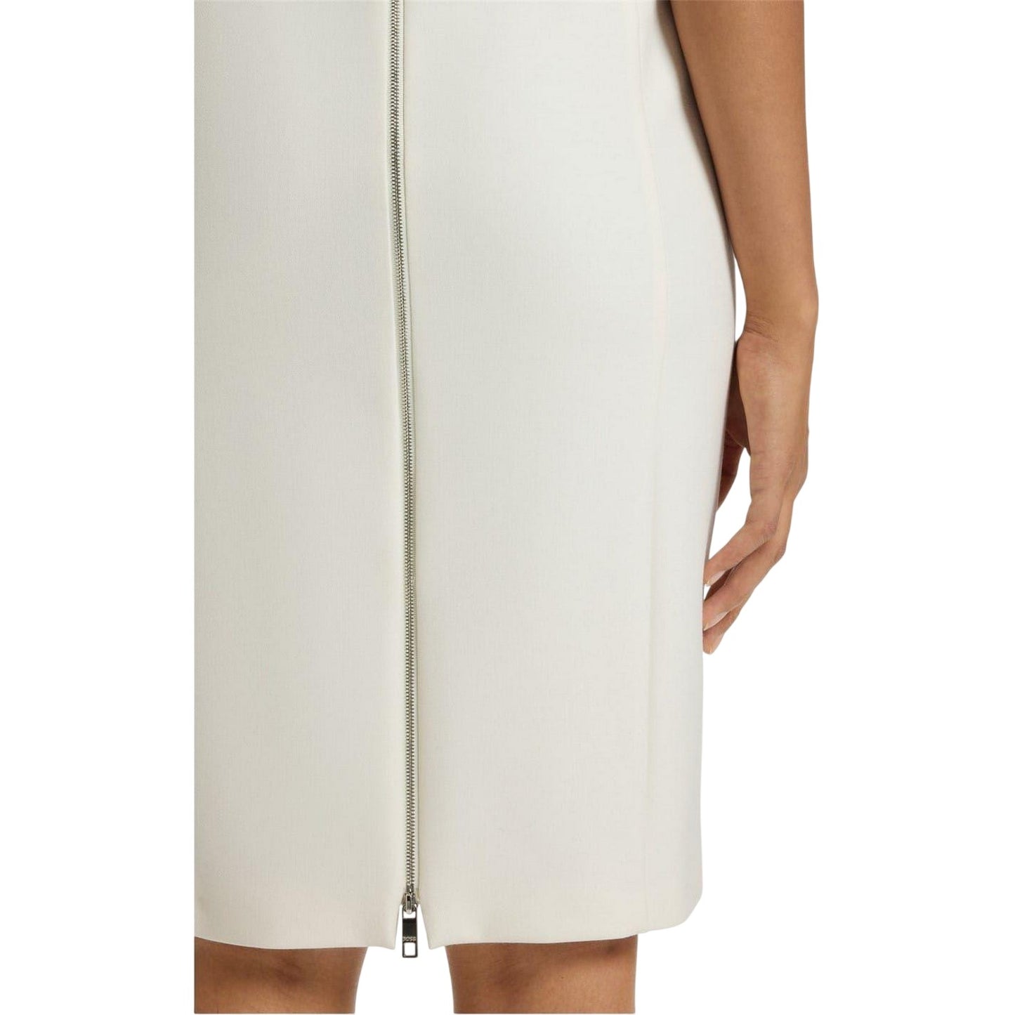 White - Lifestyle - Boss Womens-Ladies Damaisa V Neck Slim Short-Sleeved Midi Dress