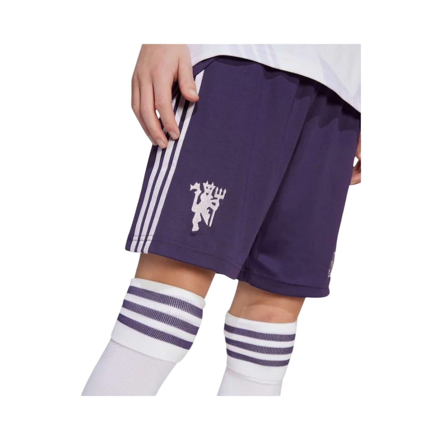 Red - Back - Adidas Childrens-Kids 2025-2026 Manchester United FC Away Shorts