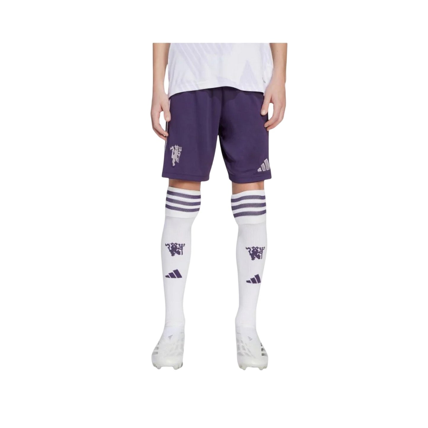 Red - Side - Adidas Childrens-Kids 2025-2026 Manchester United FC Away Shorts