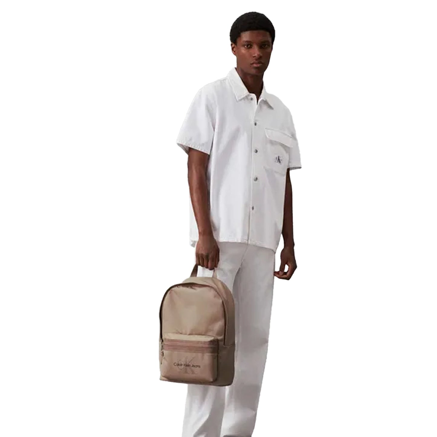 Grey - Lifestyle - Calvin Klein Round Logo Backpack