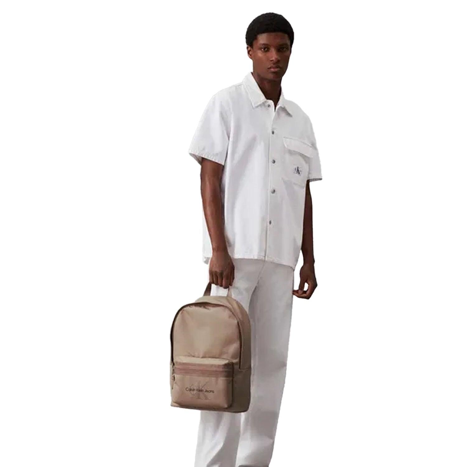 Grey - Lifestyle - Calvin Klein Round Logo Backpack
