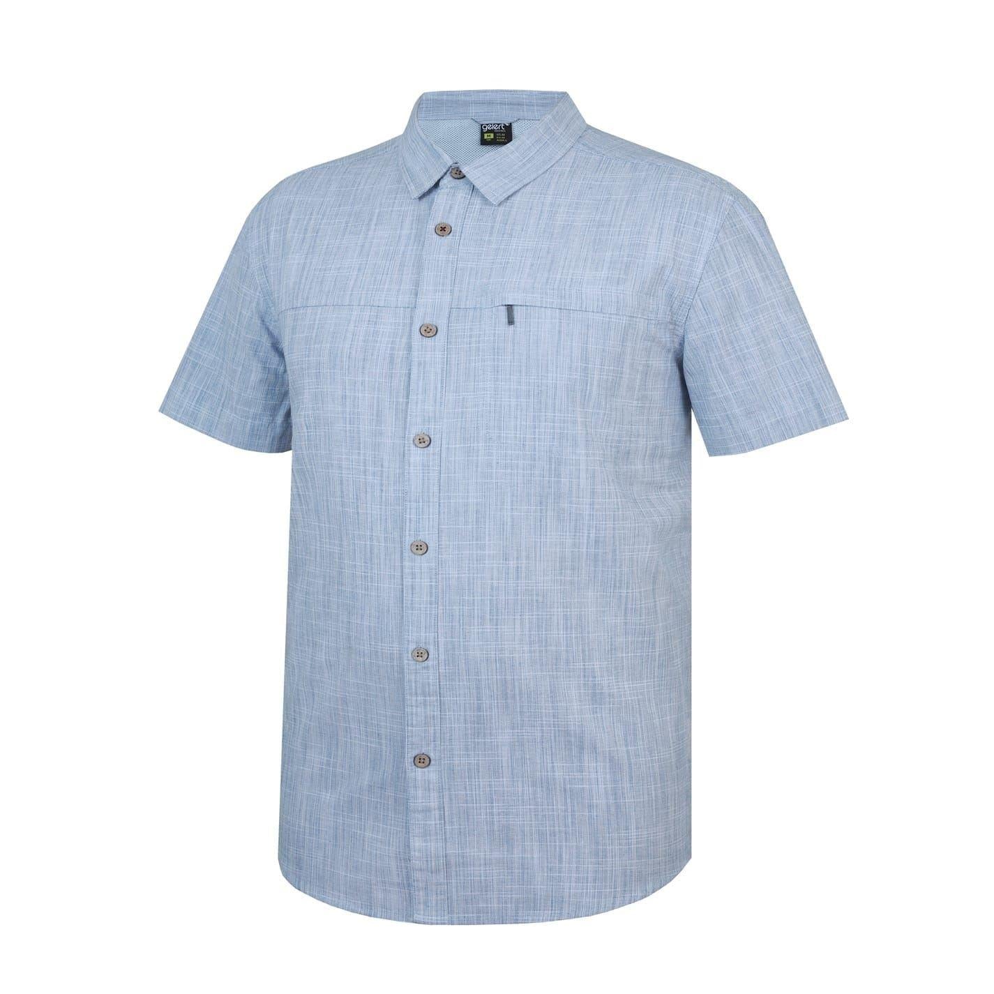 Blue - Side - Gelert Mens Textured Zip Pocket Short-Sleeved Shirt