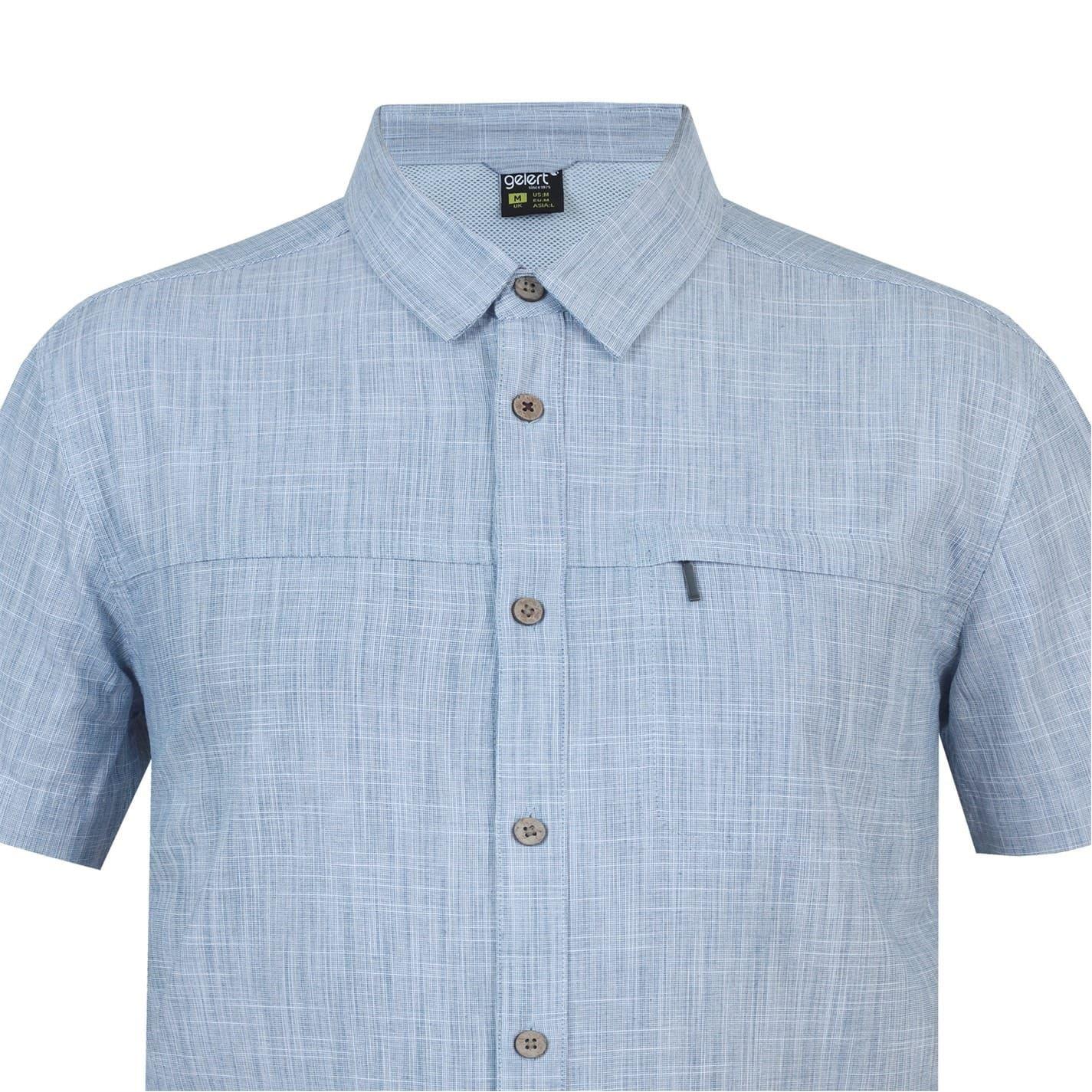 Blue - Lifestyle - Gelert Mens Textured Zip Pocket Short-Sleeved Shirt