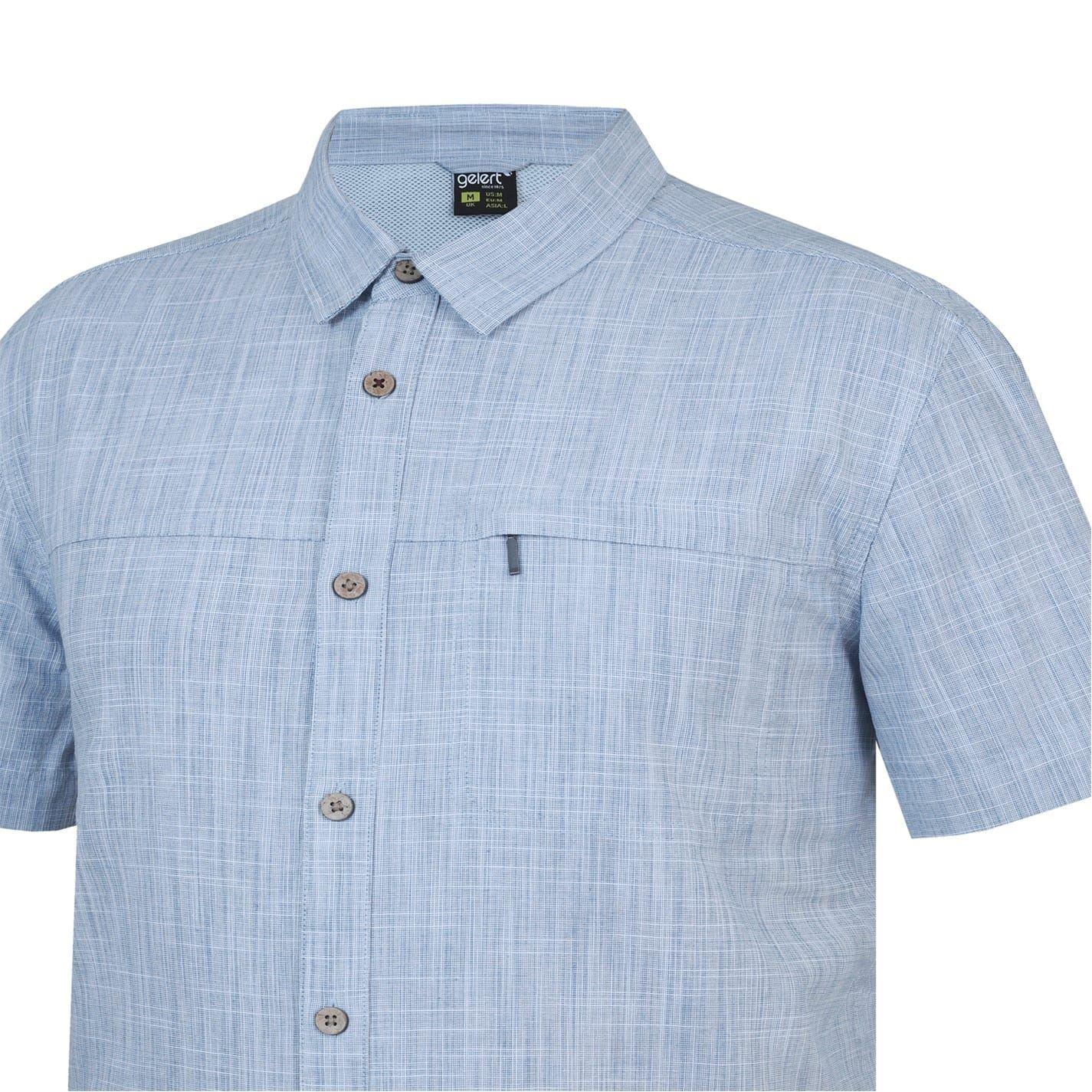 Blue - Pack Shot - Gelert Mens Textured Zip Pocket Short-Sleeved Shirt