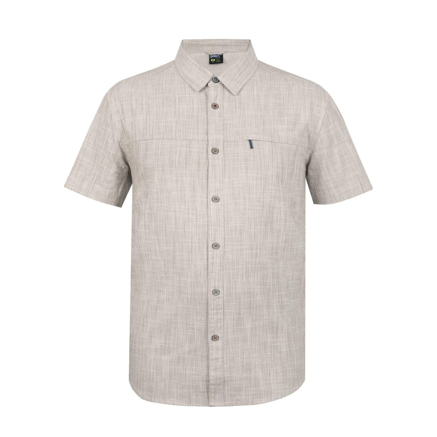 White - Front - Gelert Mens Textured Zip Pocket Short-Sleeved Shirt