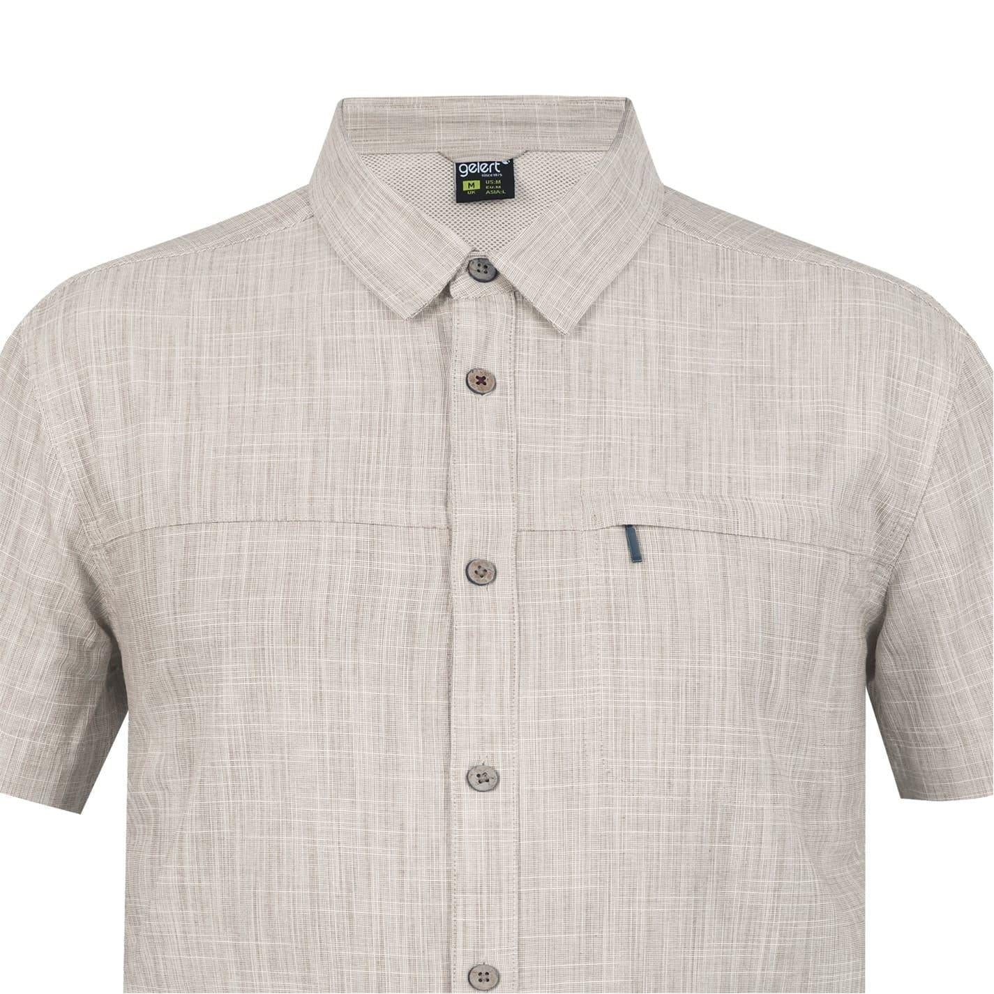 White - Lifestyle - Gelert Mens Textured Zip Pocket Short-Sleeved Shirt