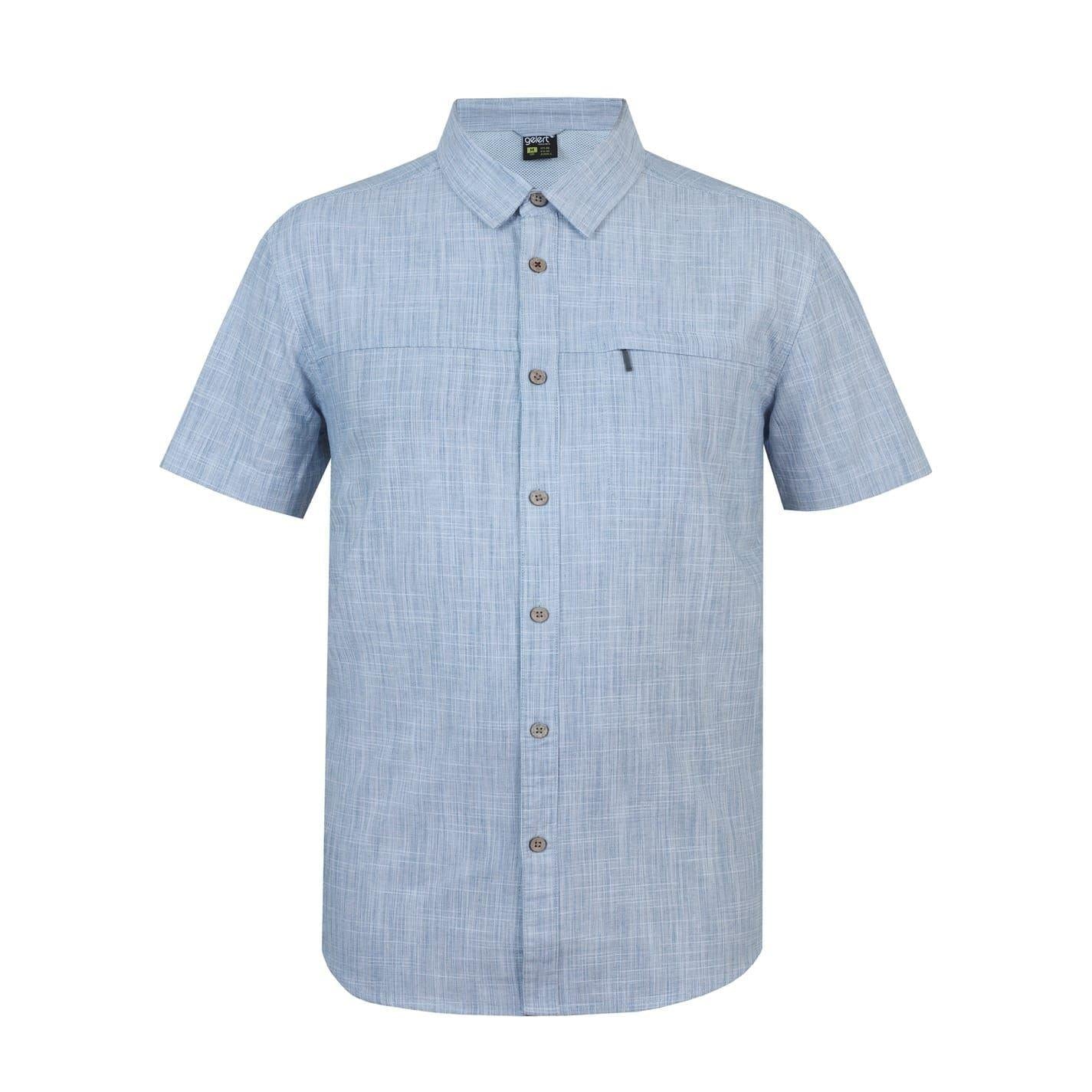 Blue - Front - Gelert Mens Textured Zip Pocket Short-Sleeved Shirt