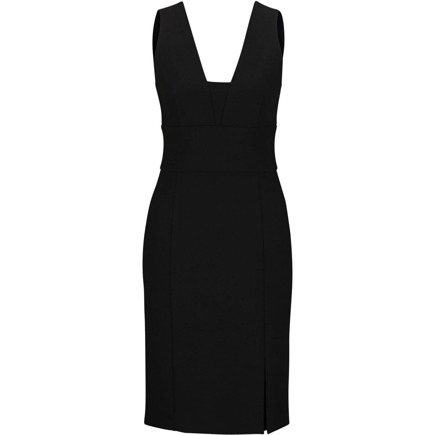 Black - Front - Boss Womens-Ladies Datuxa Knee Length V Neck Sleeveless Dress