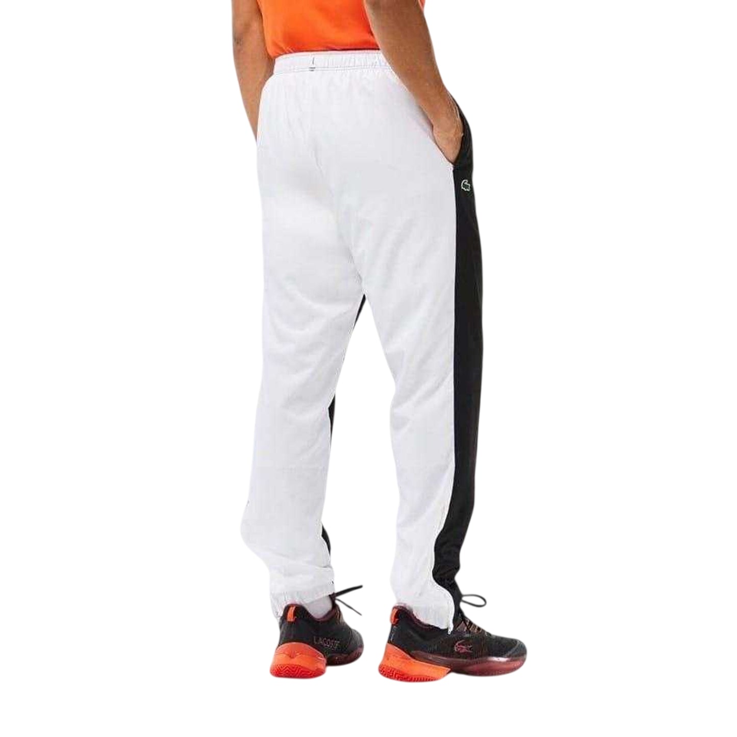 Black-White - Back - Lacoste Mens Colour Block Slim Tracksuit Bottoms