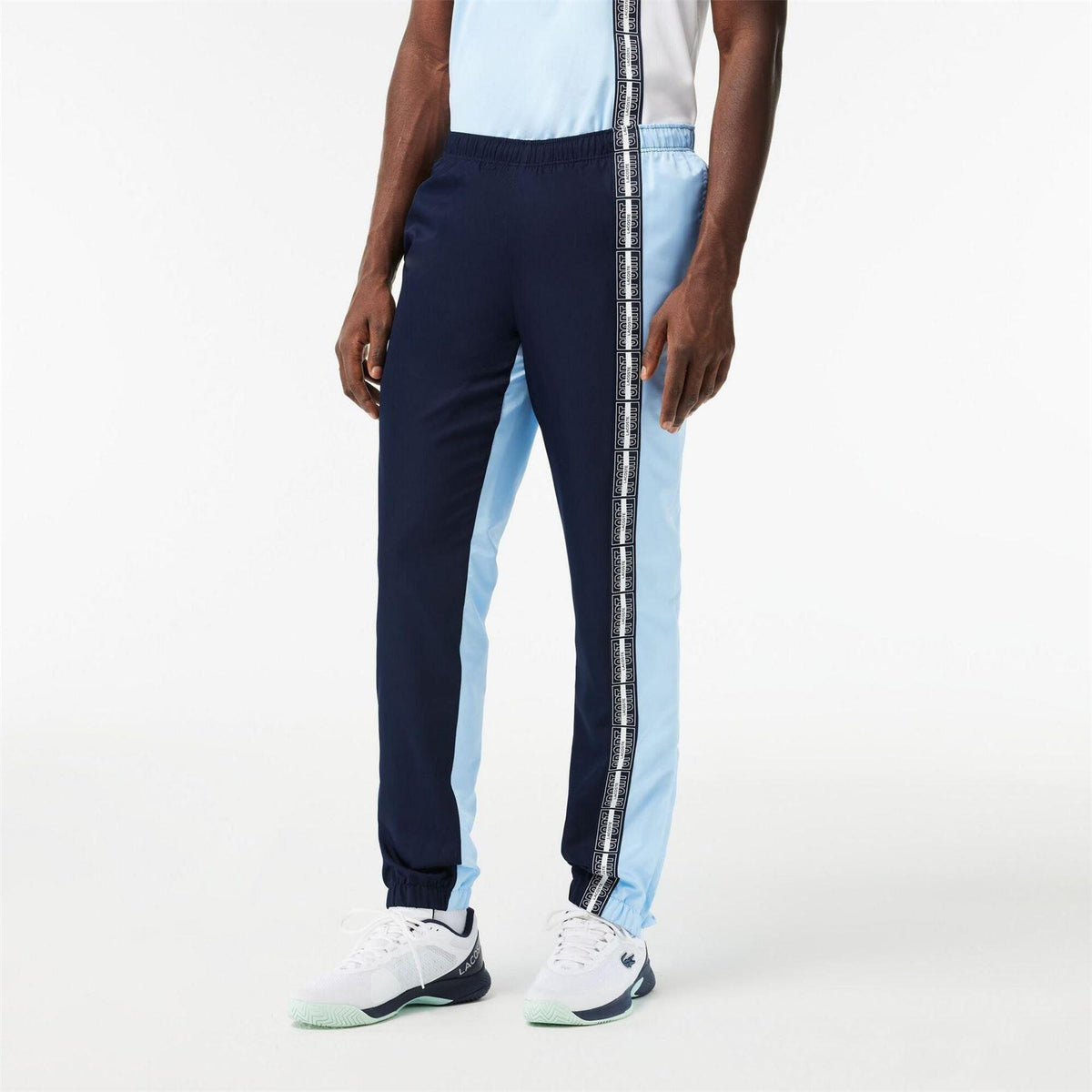 Navy Blue - Front - Lacoste Mens Colour Block Slim Tracksuit Bottoms