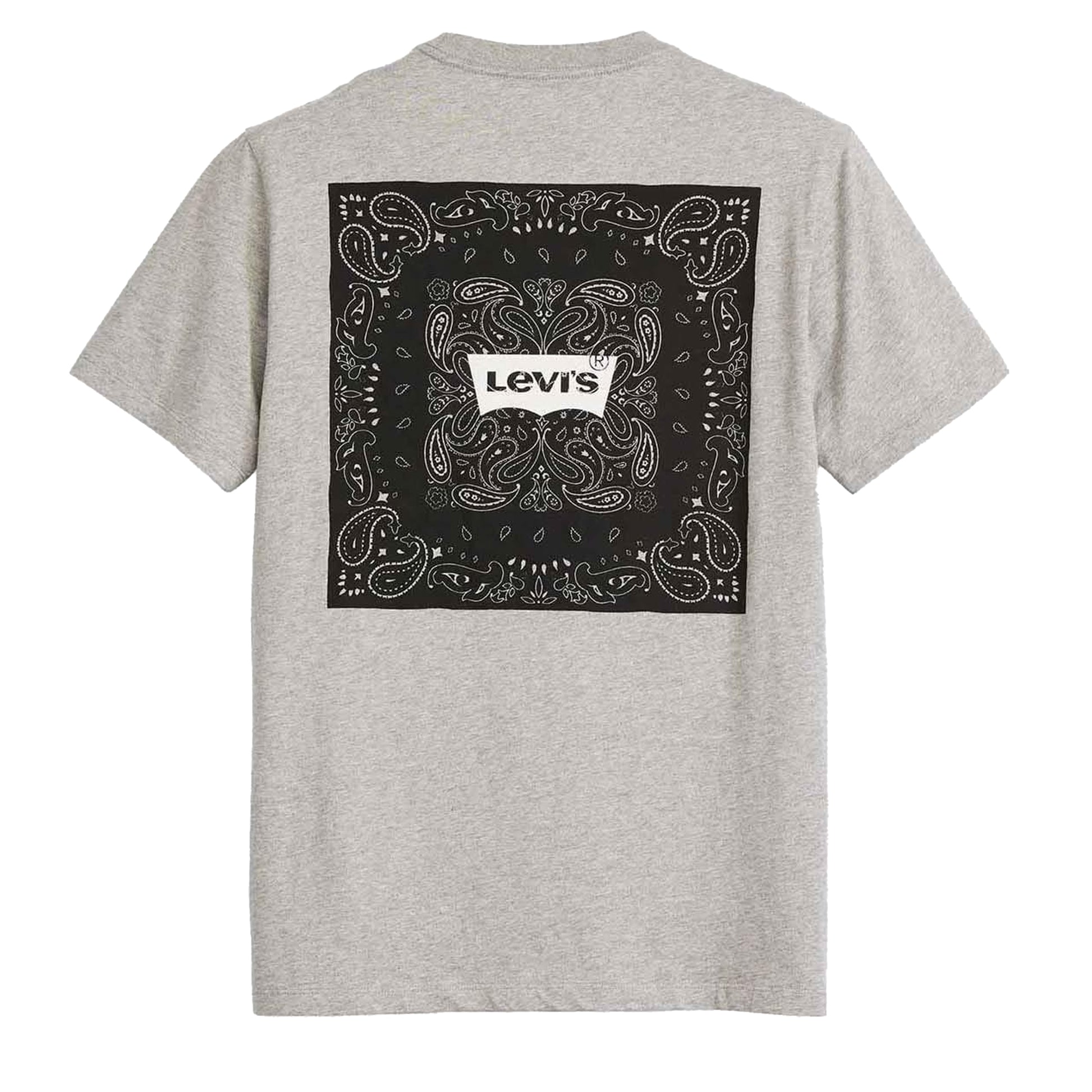 Grey - Back - Levis Mens Classic Bandana Print T-Shirt