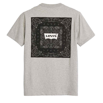 Grey - Back - Levis Mens Classic Bandana Print T-Shirt