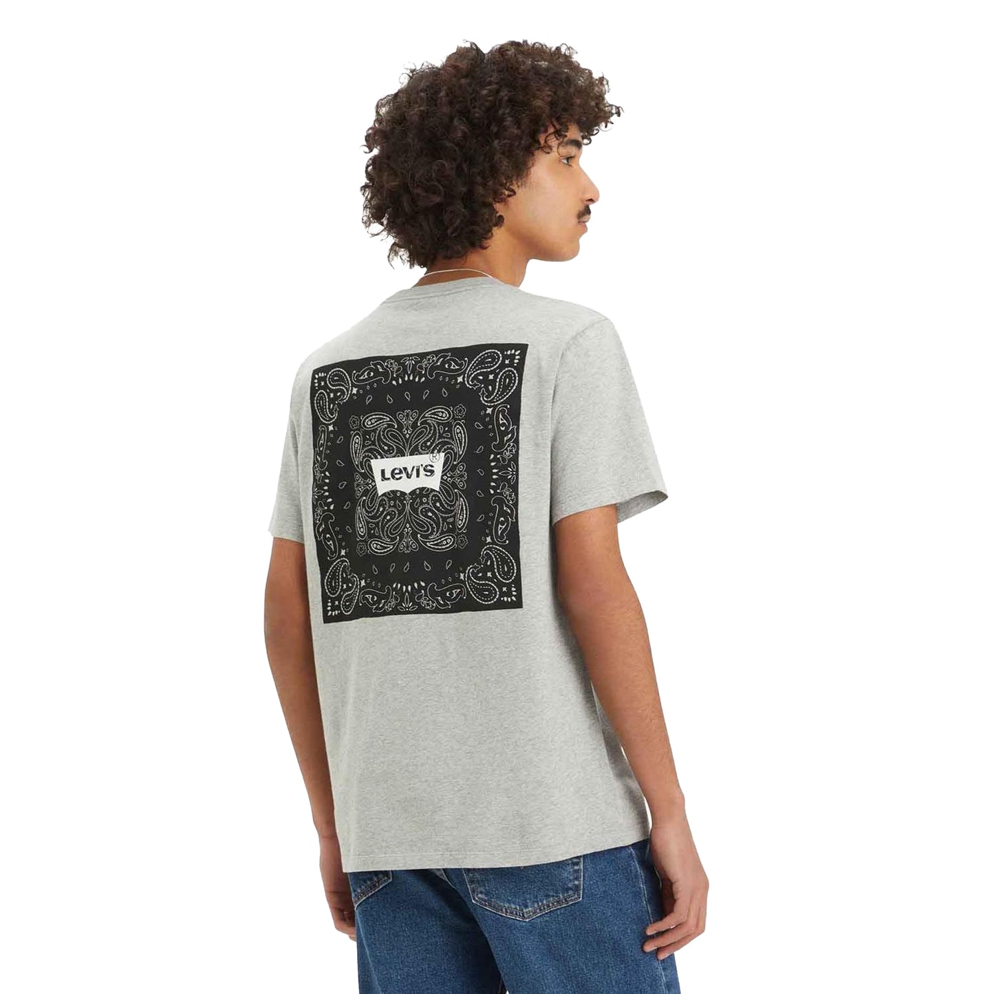 Grey - Lifestyle - Levis Mens Classic Bandana Print T-Shirt